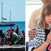 Greta Thunberg och fartyget Madleen som hon färdades med mot Gaza.