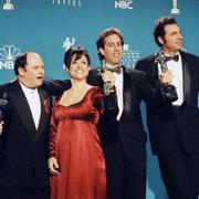 Seinfeldskådespelarna Jason Alexander, Julia Louis-Dreyfus, Jerry Seinfeld och Michael Richards, 1997.