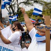 Exilnicaraguaner som protesterade i Costa Rica i söndags. 