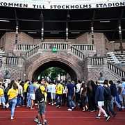 Många har följt Sveriges VM-resa på Stadion i centrala Stockholm.