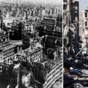 Ett sönderbombat Dresden 1945/Raqqa i torsdags.