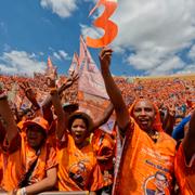 Valmanifestation till stöd för den sittande presidenten Andry Rajoelina i huvudstaden Antananarivo den 12 november 2023