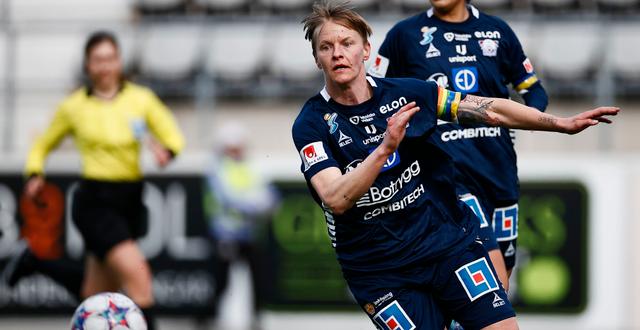 Linköpings Nilla Fischer under fotbollsmatchen i damallsvenskan mellan Linköping och Vittsjö den 27 mars 2022. PETER HOLGERSSON / BILDBYRÅN