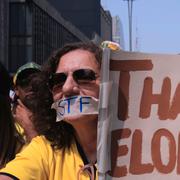 Demonstration för att Högsta domstolsdomaren Alexandre de Moraes ska ställas inför riksrätt därför att han beslutat blockera X. Sao Paulo, Brasilien den 7 september 2024. 