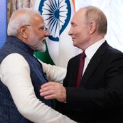 Narendra Modi och Vladimir Putin på tisdagen. 