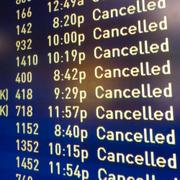 Avgångstavlan på Logan International Airport i Boston 15 februari i år.