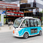 Självkörande buss visas upp i Göteborg 2023.