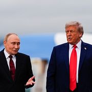 Vladimir Putin och Donald Trump under toppmötet i Alaska förra året 
