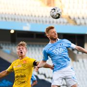 Mjällby och Malmö FF vid en match i Allsvenskan 15 juni.