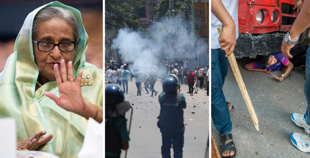 Bangladesh premiärminister Sheikh Hasina och protester i Bangladesh.  AP