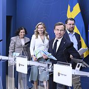 Ulf Kristersson (M), Ebba Busch (KD), Simona Mohamsson (L) och Jimmie Åkesson (SD).