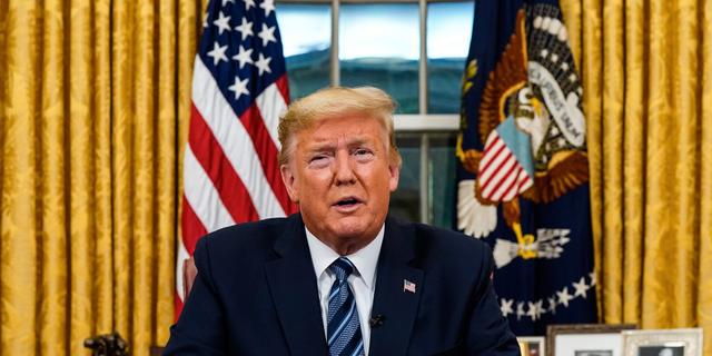Donald Trump under sitt tal. DOUG MILLS / TT NYHETSBYRÅN
