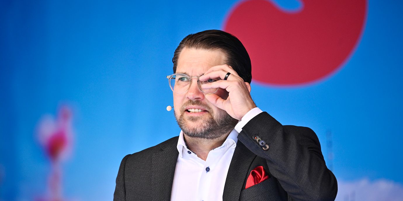 Sverigedemokraternas partiledare Jimmie Åkesson (SD), arkivbild från i maj.