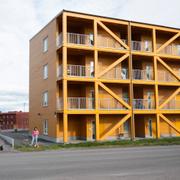 Nybyggda färgglada hus i Kiruna.