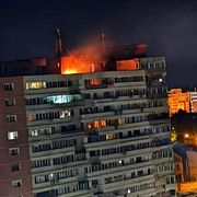 Bostadshuset i Constanta fattade eld efter att drönaren exploderat.