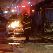 Bilbrand i Holon, nära Tel Aviv, orsakad av en raket från Gaza