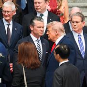 Trump och USA:s delegation i Peking.