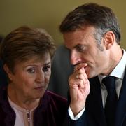 IMF-chefen Kristalina Georgieva med Frankrikes president Emmanuel Macron.