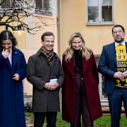 Simona Mohamsson (L), Ulf Kristersson (M),  Ebba Busch (KD) och Jimmie Åkesson (SD).