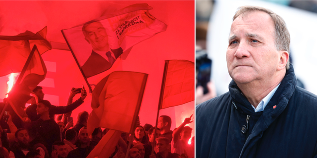 Djukanovic-supportrar, Löfven TT