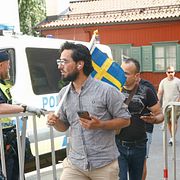 Salwan Momika, som brände koranen utanför Stockholms moské vid Medborgarplatsen på Södermalm i Stockholm. Stefan Jerrevång/TT