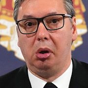 Polisen efter masskjutningen/Aleksandr Vucic.