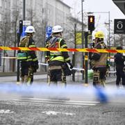 Polisen på plats i Blåsut på tisdagen.