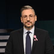 Muharrem Demirok (C) i studion inför SVT Agendas partiledardebatt i TV-huset i höstas. 