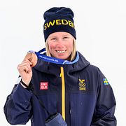 Sandra Näslund med bronsmedaljen.