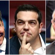 Jeroen Dijsselbloem, Alexis Tsipras, Wolfgang Schäuble.