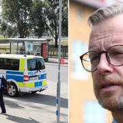 Polisinsats vid brottsplatsen / Mikael Damberg (S). 