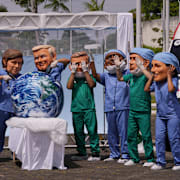 Demonstranter vid klimattoppmötet i Brasilien.