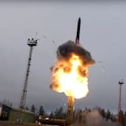 Rysk ballistisk robot som kan bära kärnvapen. AP