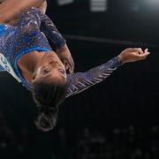 Simone Biles under gymnastikfinalen i Paris, Frankrike den 1 augusti 2024. 