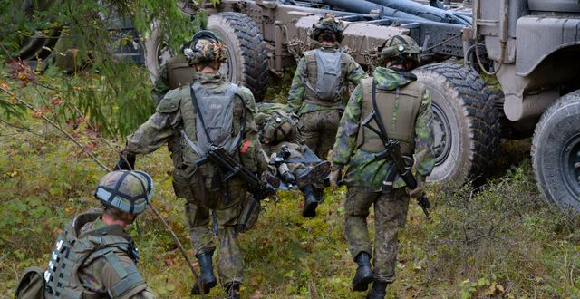 Finska förband övar på Tofta skjutfält på Gotland.  Anders Wiklund/TT