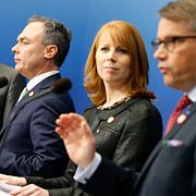 Fredrik Reinfeldt, Jan Björklund, Annie Lööf och Göran Hägglund.
