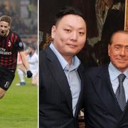 Vänster: Gerard Deulofeu, Mario Pasalic. Höger: David Han Li, Silvio Berlusconi and Yonghong Li.