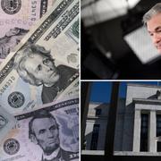 Dollar, Powell i går, Feds huvudbyggnad. 