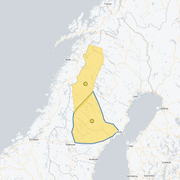 Vädervarningarna över landets norra delar.
