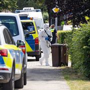 Polis på plats i Stade efter masskjutningen.