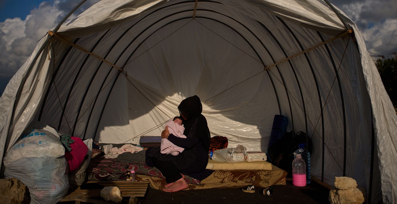 Människor söker skydd i Beiruts förorter, 12 april 2026.