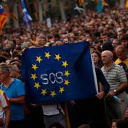 Demonstranter för katalansk självständighet i Barcelona. 