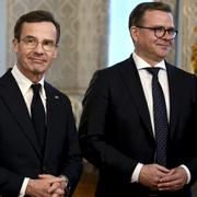 Ulf Kristersson och Petteri Orpo under ett möte i Helsingfors på måndagen. 