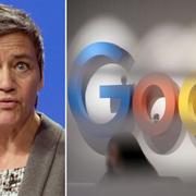 EU:s konkurrenskommissionär Margrethe Vestager. Google-kontor. Arkivbild.