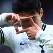 Tottenhams Son Heung-min firar efter ett mål mot Nottingham tidigare i mars.