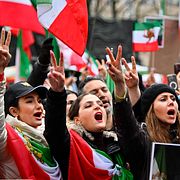 En manifestation för Irans frihet på Norra Bantorget i Stockholm förra veckan.