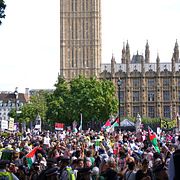 Stöddemonstration för Palestine Action i London.