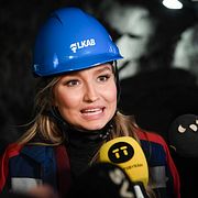 Energi- och näringsminister Ebba Busch (KD) efter pressträff vid LKAB i Kiruna i januari 2023.