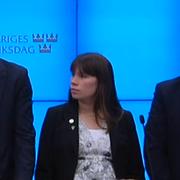 Inrikesminister Anders Ygeman, Annika Hirvonen Falk (MP), Roger Haddad (L).