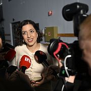 
Liberalernas partiledare Simona Mohamsson (L)  under valnatten.